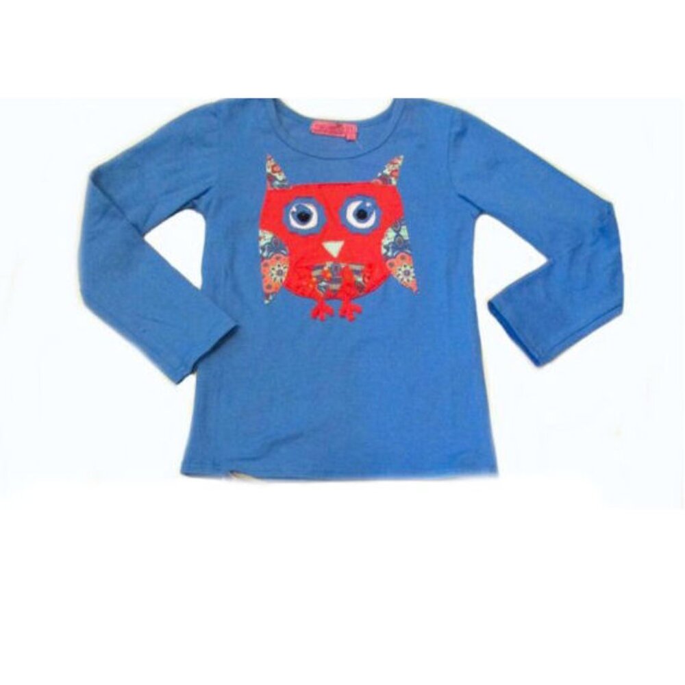 sz 5 Little Girls Long Sleeves Top‎ w/Owl Applique NEW/ w/Tags